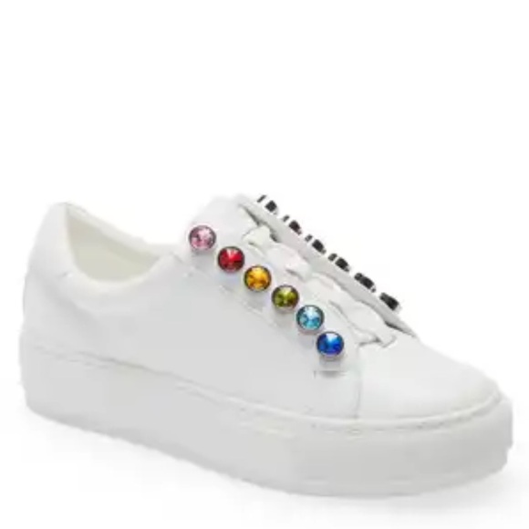 Kurt Geiger Women's White Sneakers with Colorful Studs - Picture 1 of 10